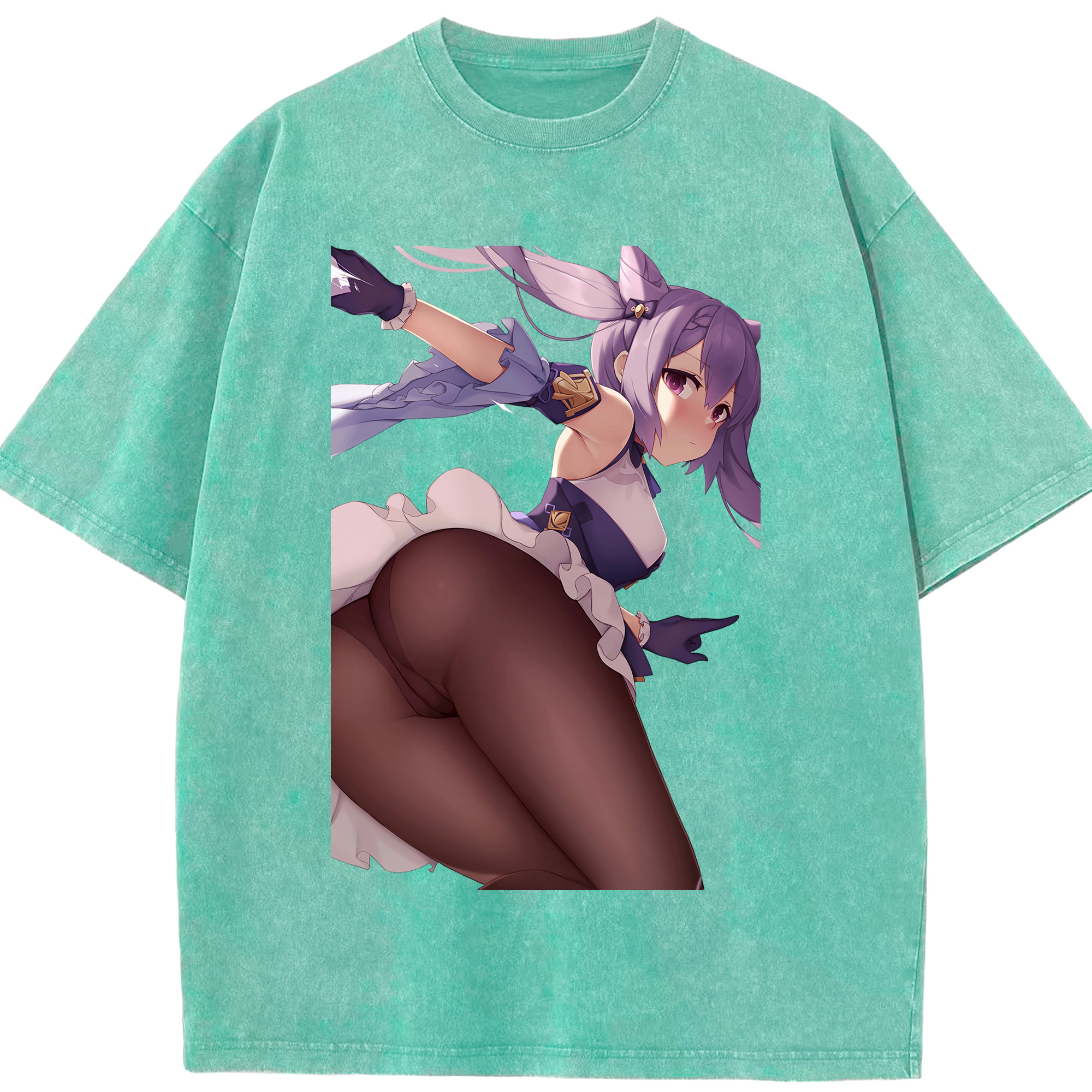 げんし神 刻晴 こくせい genshin Kokusei 綿100% ヴィンテージ風 半袖Tシャツ（フロントプリント）